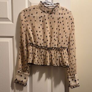 70/21 Black Polka Dot Pleated Blouse